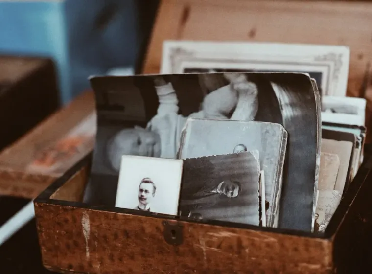 old photographs in box 